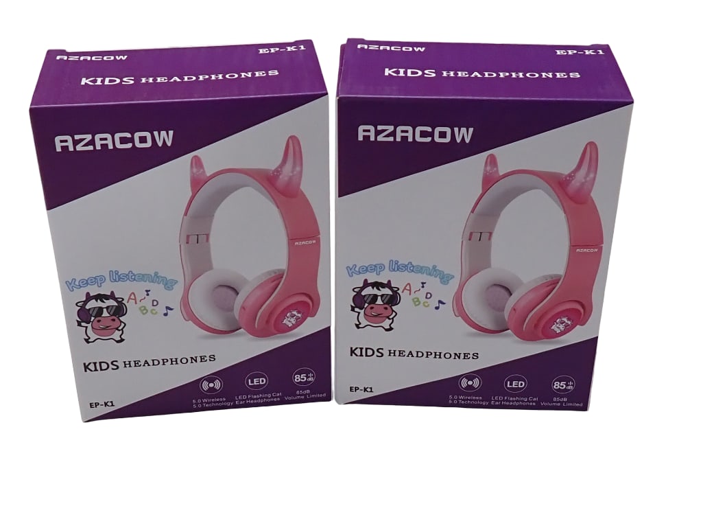 2 Sets of New in Box Azacow Kid's Bluetooth Headphones - in Black: 2 Sets of New in Box Azacow Kid's Bluetooth Headphones - in Black All pictures are considered part of the description and should be examined carefully by bidders. Live Auctioneers is now offering 