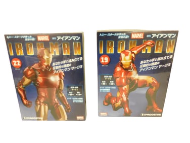 Pair of Deagostini Marvel Iron Man Japanese Model Kits #19 and #22