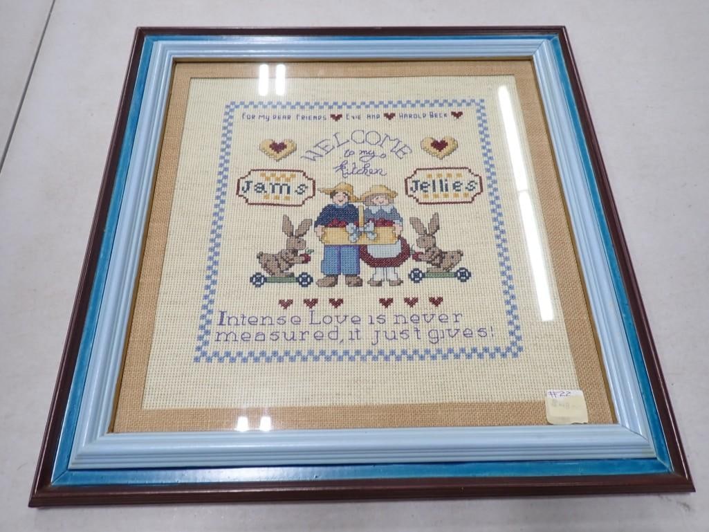 Vintage Needlepoint 14x14" - Intense Love is never measured, it just gives: Vintage Needlepoint 14x14" - Intense Love is never measured, it just gives All pictures are considered part of the description and should be examined carefully by bidders. Live Auctioneers is now