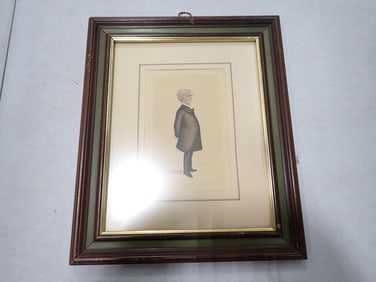 Vintage Oliver Wendell Holmes Framed Caricature Lithograph Print 15x12"