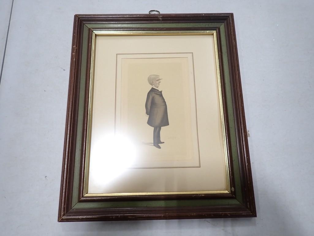Vintage Oliver Wendell Holmes Framed Caricature Lithograph Print 15x12" (1 of 5)