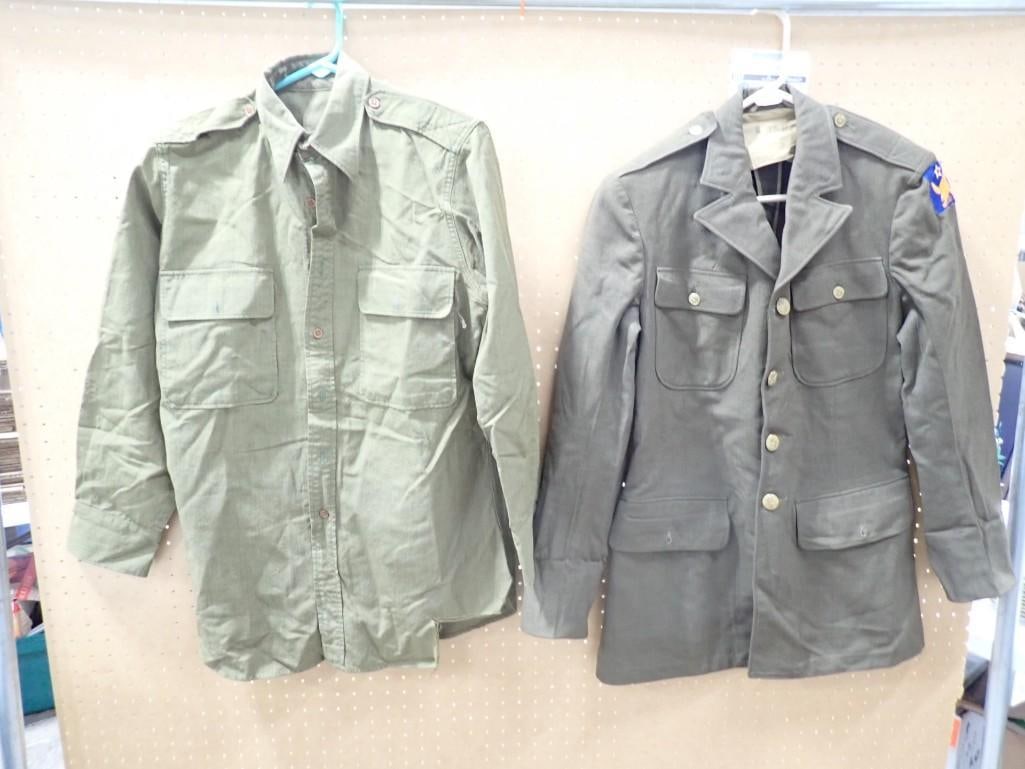 WW2 U.S. Army Air Forces 2nd A.F. Patched Uniform Jacket and Men's long sleeve Military Shirt (1 of 7)