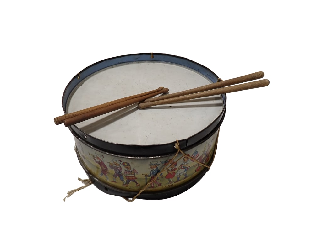 Vintage Toy Snare Drum with 2 Sets of Sticks (1 of 5)