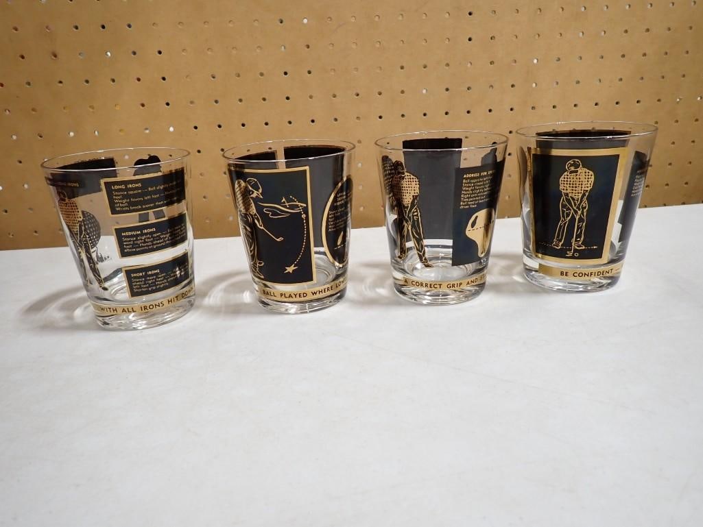 4 Vintage MCM Golf Themed Bar Glasses (1 of 5)