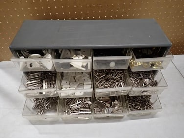 Display / Storage Cabinet full of assorted hardware