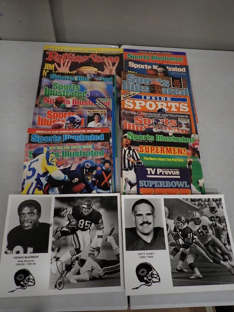 Lot of Chicago Bears Magazines, plus a couple of Photos including a Signed one - no COA: Lot of Chicago Bears Magazines, plus a couple of Photos including a Signed one - no COA All pictures are considered part of the description and should be examined carefully by bidders. Live Auctioneer
