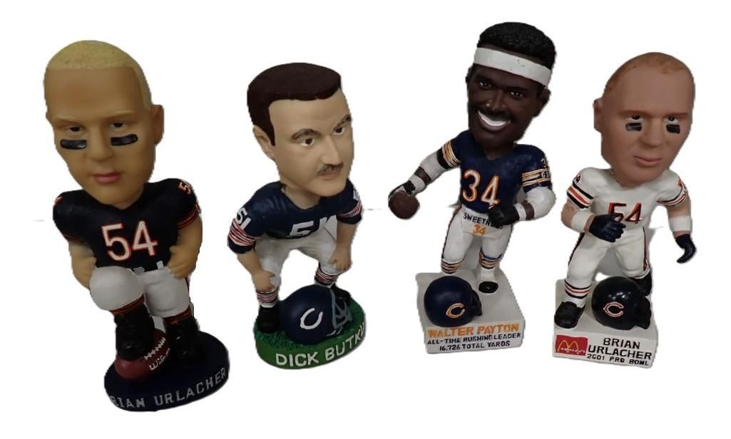 Lot of 4 Chicago Bears Bobble Heads including Walter Payton, Brian Urlacher, Dick Butkus (1 of 4)