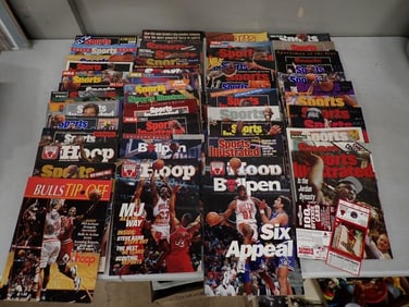 Lot of Magazines Mostly about Chicago Bulls, Michael Jordan, Etc Plus Jan 29,2000 Bulls Ticket