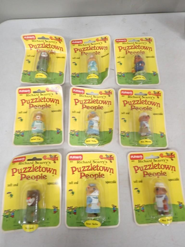 9 Vintage 1970s Playskool Richard Scarry's Puzzletown People NOS New Old Stock: 9 Vintage 1970s Playskool Richard Scarry's Puzzletown People NOS New Old Stock . Includes 2 Nurse Nellie, 2 Mrs Murphy, 2 Mother Cat, Conductor Dog, Dr Lion . Some of the packages have