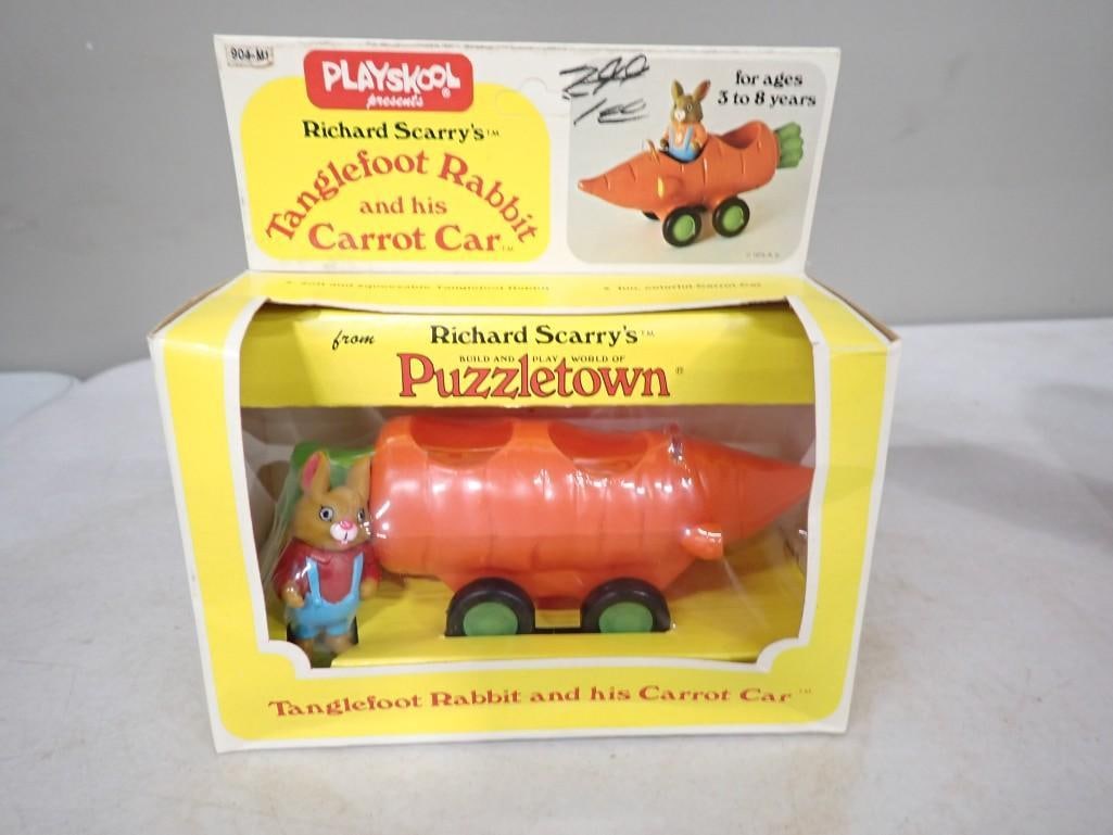Vtg 1976 Playskool Richard Scarry's Tanglefoot Rabbit and his Carrot Car NOS New Old Stock (1 of 5)