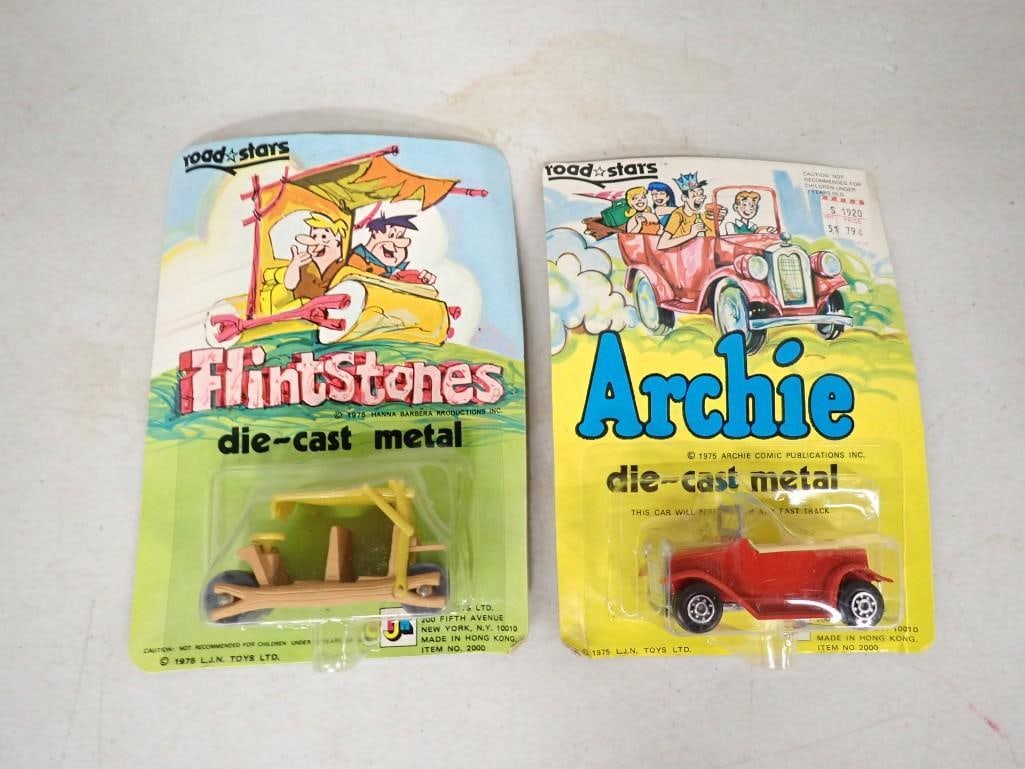 2 Vtg 1975 Road Stars Die Cast Cars incl The Flintstones and Archie Both NOS New Old Stock (1 of 4)