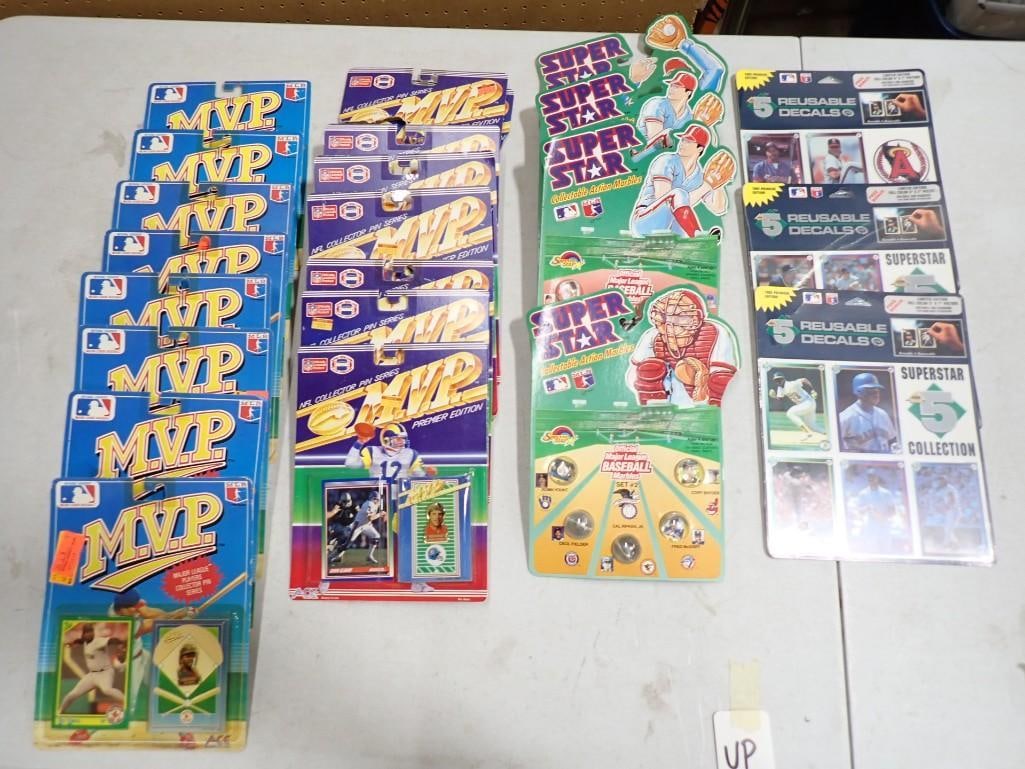 Sports Lot incl MVP MLB Collector Pins, MVP NFL Collector Pins, Super Star Baseball Marbles, (1 of 9)