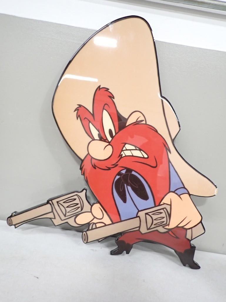 Yosemite Sam Framless Wall Hanging: Yosemite Sam Framless Wall Hanging . Has a Studio Art sticker on the back All pictures are considered part of the description and should be examined carefully by bidders. Live Auctioneers is now