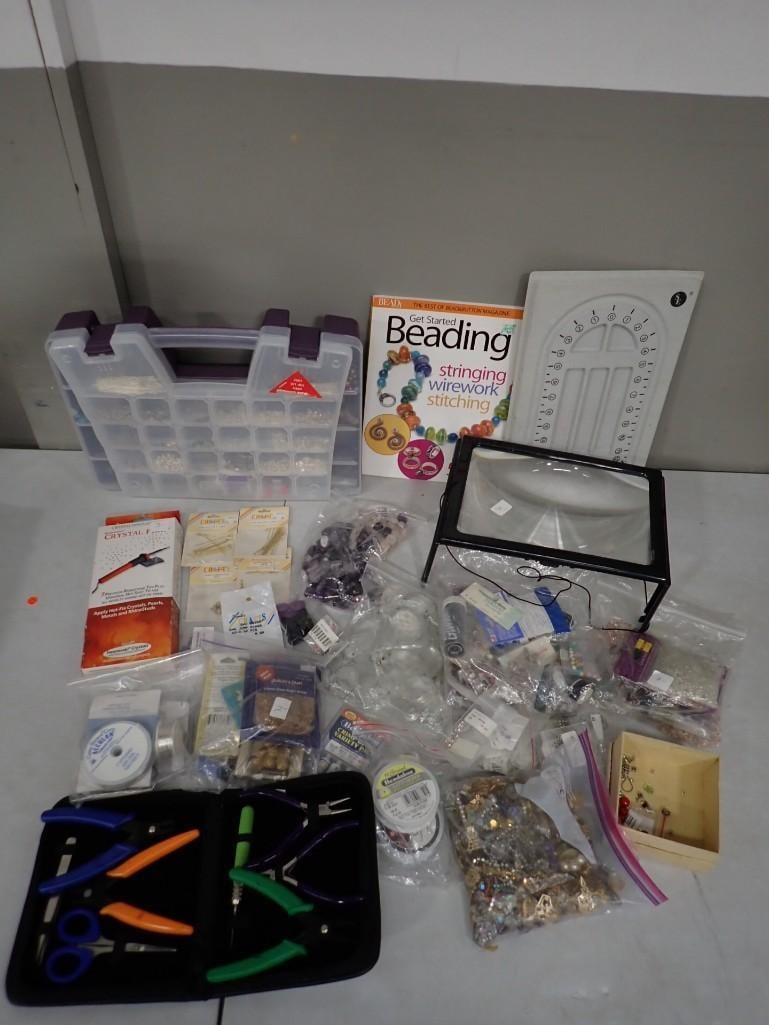 Crafts Lot including Beading Book, Storage, tools, beads, etc (1 of 10)