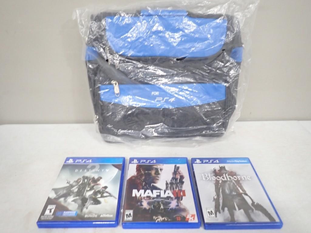 Sony PlayStation 4 Lot including 3 Games and a Bag - Denstiny 2, Mafia III, Bloodborne (1 of 5)
