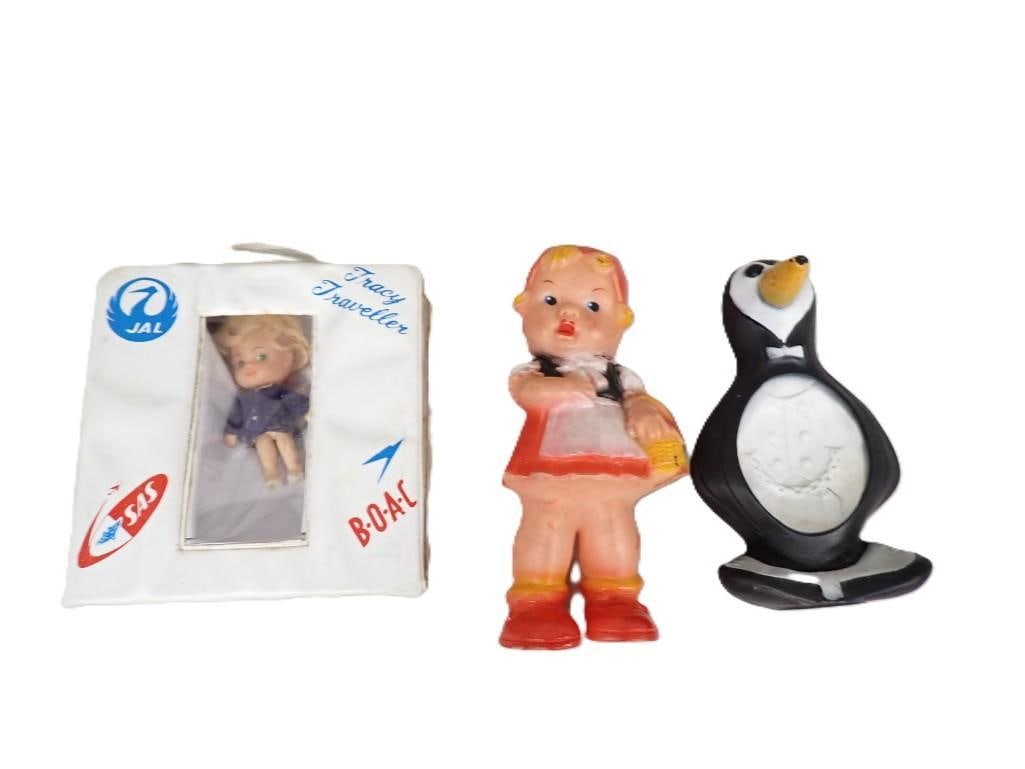 Vintage Tracy Traveller Doll with box, Avon Perry the Penguin Toy Soap Dish, Dutch Girl Rubber Doll (1 of 6)