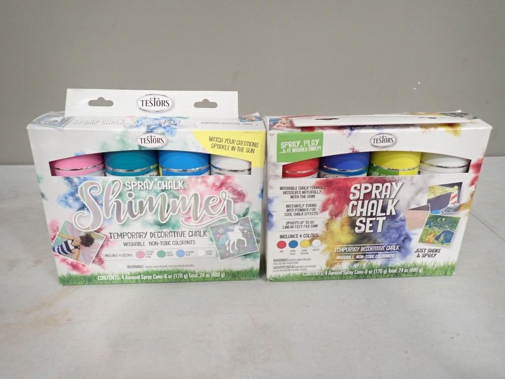 Lot of Testors Spray Chalk Set and Shimmer Spray Chalk: Lot of Testors Spray Chalk Set and Shimmer Spray Chalk All pictures are considered part of the description and should be examined carefully by bidders. Live Auctioneers is now offering Live Shipping t