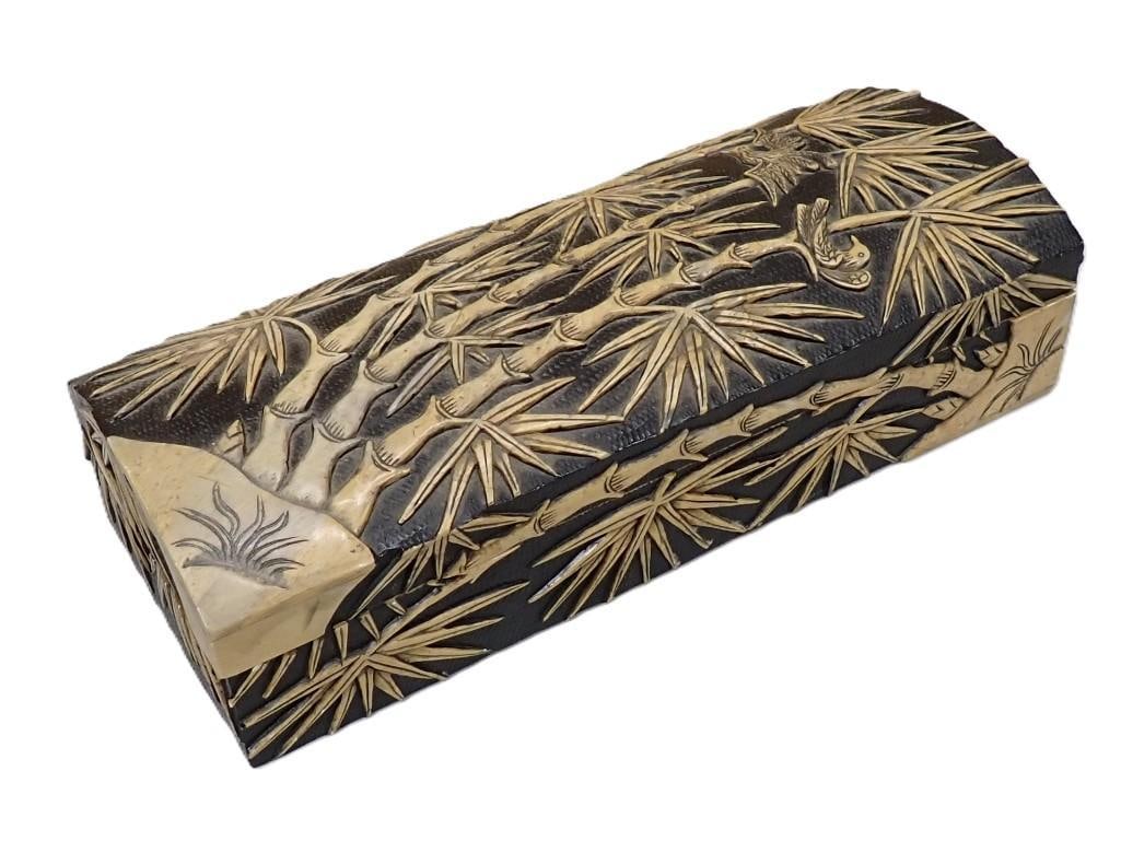 Japanese Marble Box with Bamboo Design: Japanese Marble Box with Bamboo Design All pictures are considered part of the description and should be examined carefully by bidders. Live Auctioneers is now offering Live Shipping through them.