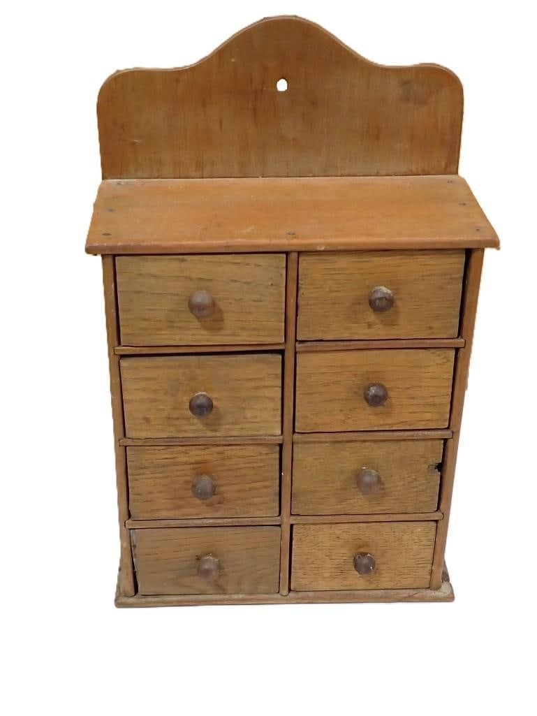 Vintage Wooden 8 Drawer Trinket or Jewelry Box: Vintage Wooden 8 Drawer Trinket or Jewelry Box All pictures are considered part of the description and should be examined carefully by bidders. Live Auctioneers is now offering Live Shipping through t