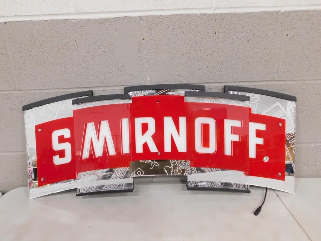 Smirnoff Lighted Bar Sign 34"x14 1/2": Smirnoff Lighted Bar Sign 34"x14 1/2" Condition: untested, does not have the other part of the cord. Please see pictures All pictures are considered part of the description a