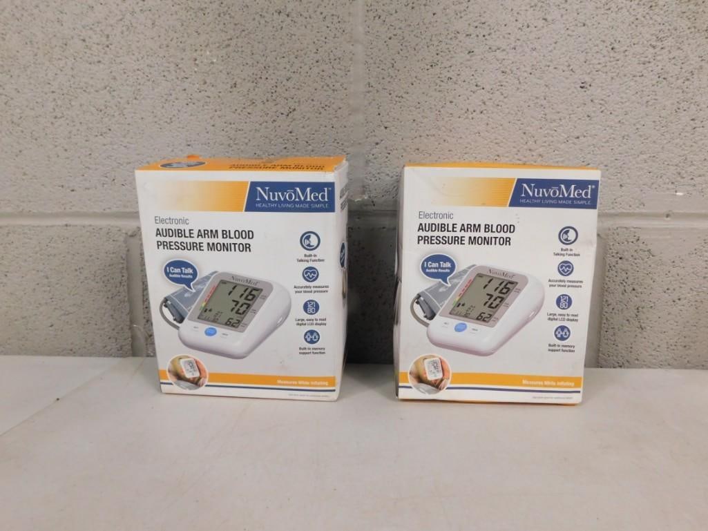 2 NuvoMed Audible Arm Blood Pressure Monitors New in Boxes: 2 NuvoMed Audible Arm Blood Pressure Monitors New in Boxes All pictures are considered part of the description and should be examined carefully by bidders. Live Auctioneers is now offering Live Ship