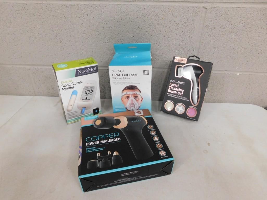 NuvoMed Copper Power Massager, Facial Cleansing Brush Set, CPAP Full Face Mask, Blood Glucose Monito (1 of 6)