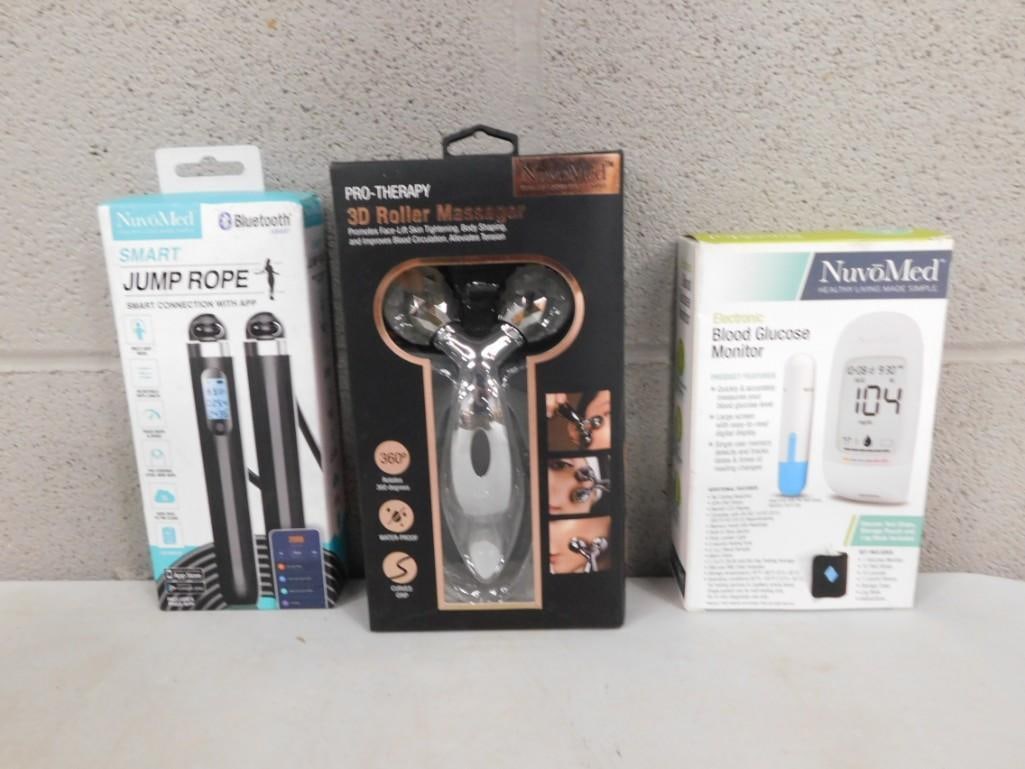 NuvoMed 3D Roller Massager, Smart Jump Rope with Bluetooth, Blood Glucose Monitor All New in Box (1 of 6)