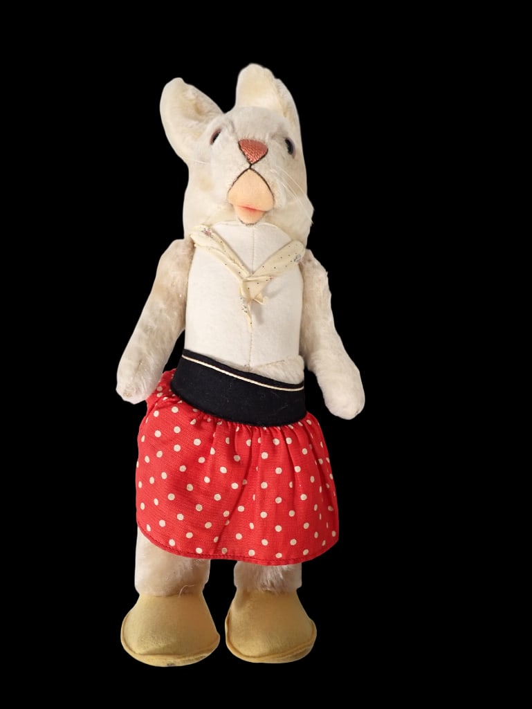 Vintage Steiff Nikili Girl Rabbit with Ear Button Tag and Original Skirt Late 1950s or Early 1960s (1 of 9)
