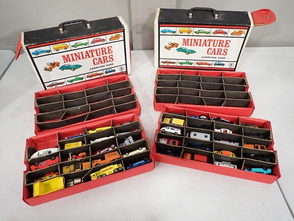 2 Vintage Mattel Miniature Cars Carrying Cases with Die Cast Cars and Vehicles (1 of 9)