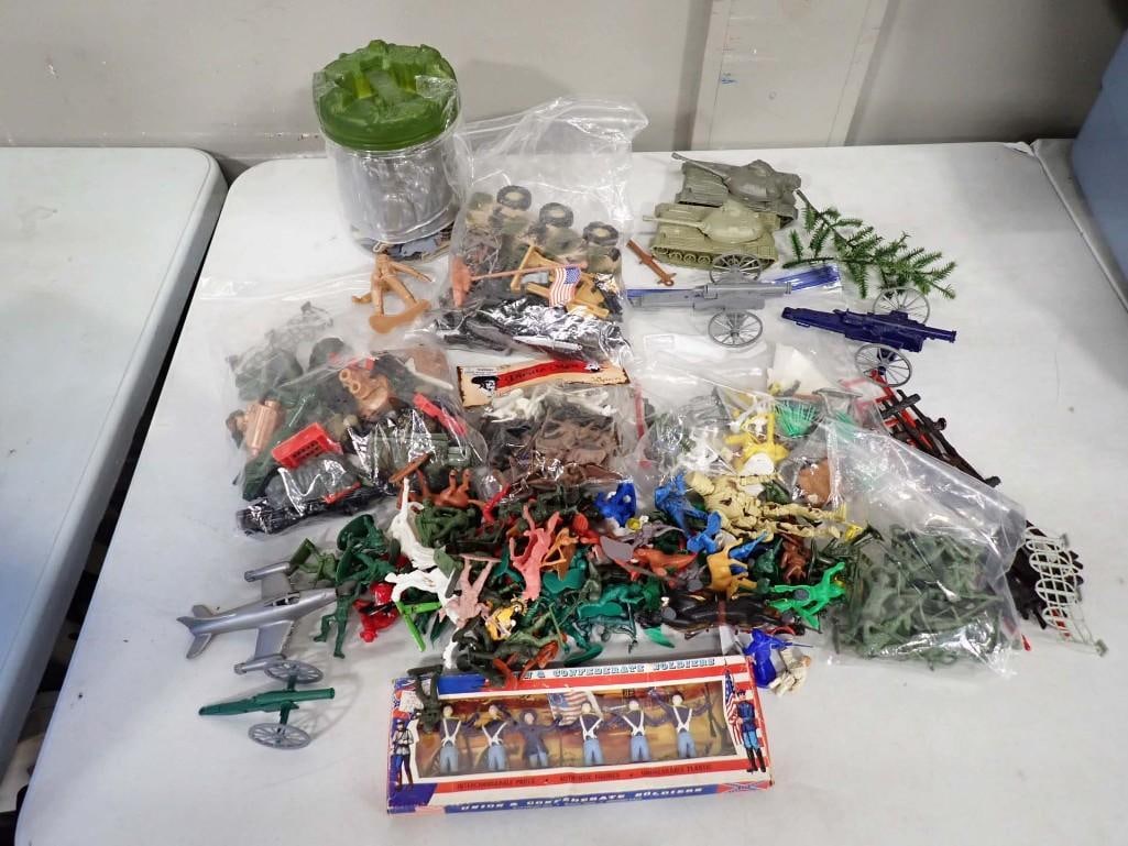 Large Lot of Plastic Soldiers, Cannons, Animals, Military Tanks and Vehicles, Etc: Large Lot of Plastic Soldiers, Cannons, Animals, Military Tanks and Vehicles, Etc All pictures are considered part of the description and should be examined carefully by bidders. Live Auctioneers is