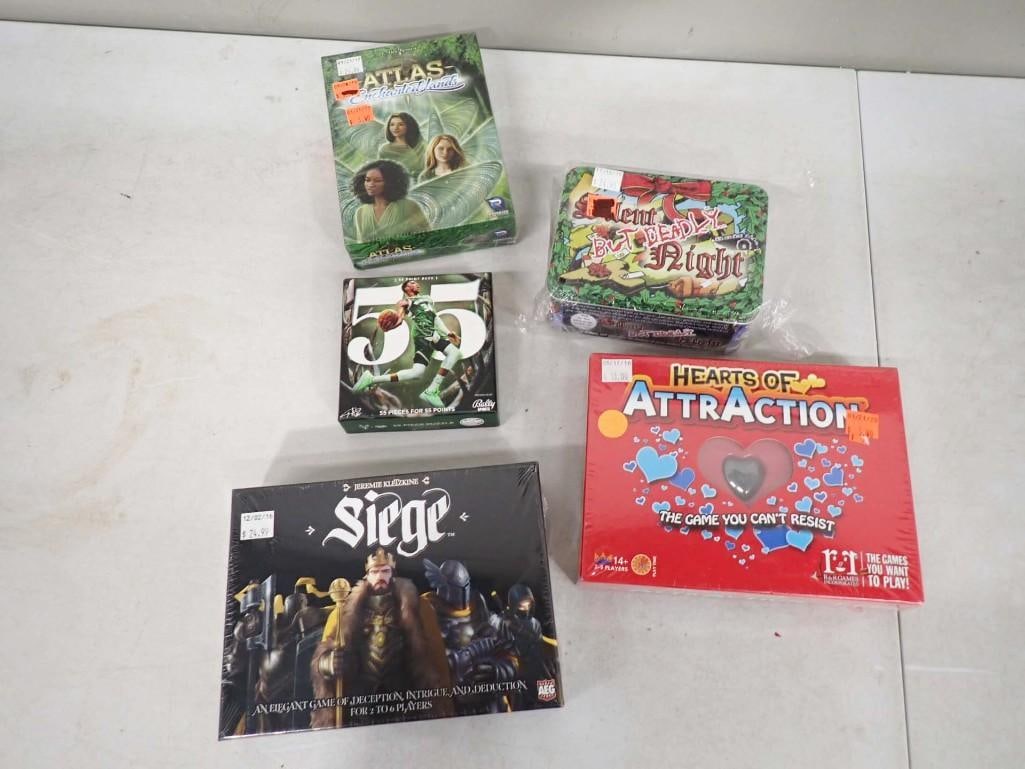 Sealed Games and Puzzle Lot All New incl Siege, Hearts of Attraction, Silent but Deadly Night (1 of 6)