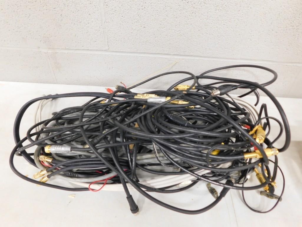 Large Pile of assorted cords - appear to be Audio Video A/V (1 of 5)
