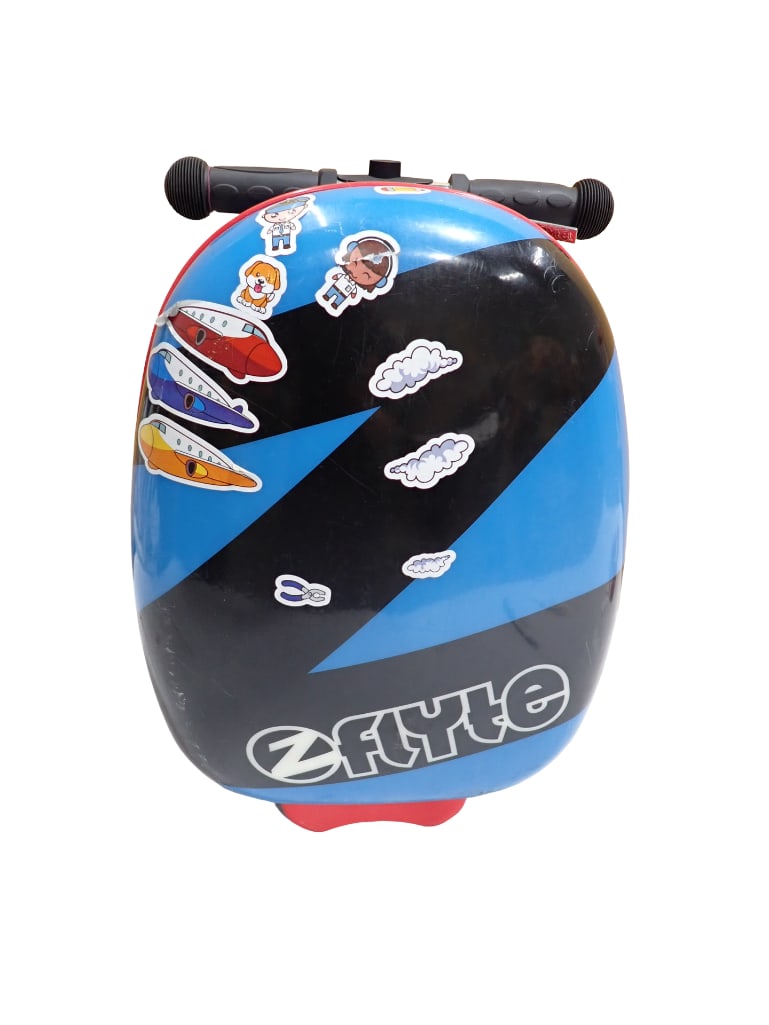 Zinc Flyte Kids Luggage Scooter: Zinc Flyte Kids Luggage Scooter . Has stickers on it. All pictures are considered part of the description and should be examined carefully by bidders. Live Auctioneers is now offer