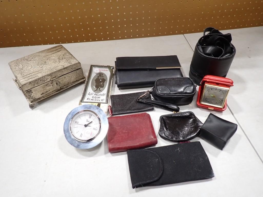 Nambe Studio Desk Clock, Vintage Red Travel Alarm Clock, Wallets, Coin Purses, Etc (1 of 6)