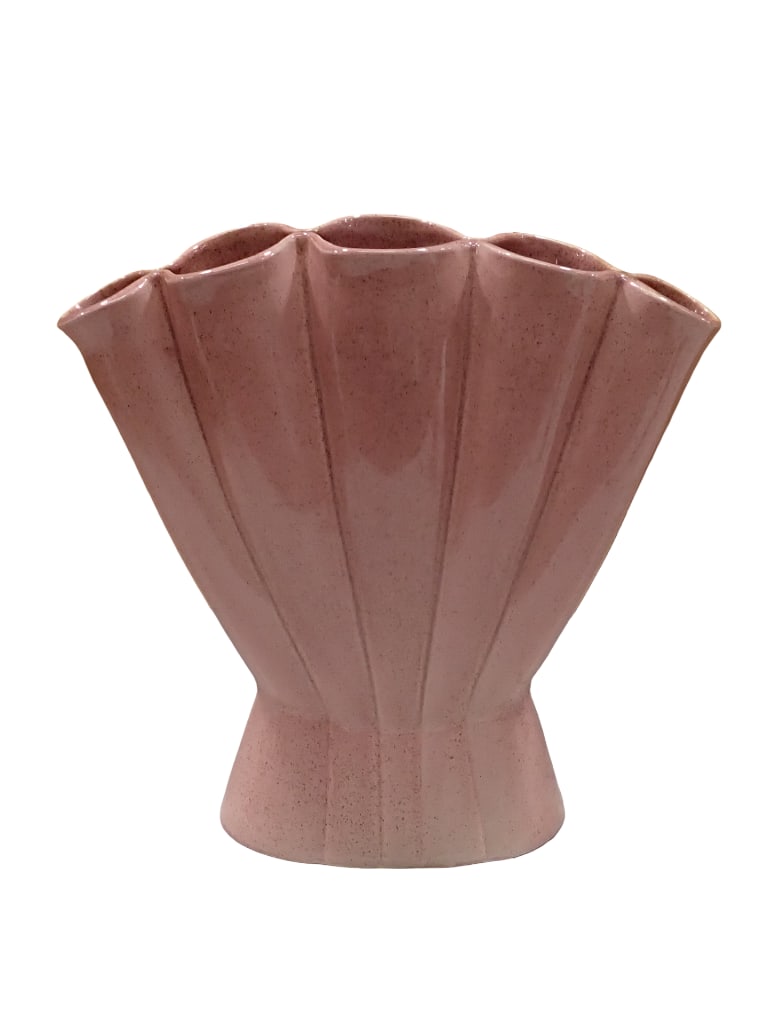 Midcentury Red Wing Pottery 416 Pink Speckled Fan Vase (1 of 5)