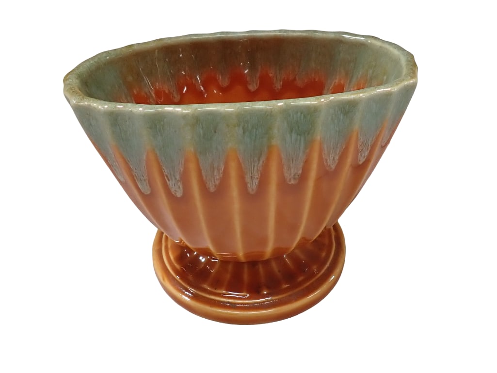 Vintage Hull Pottery Vase Orange with Green Drip Glaze (1 of 5)