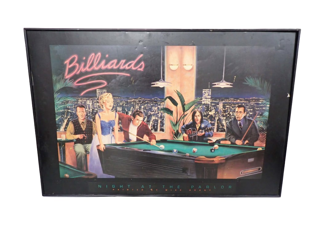 Billiards Night at the Parlor Framed Poster Print Mike Grant 36"x24" (1 of 5)