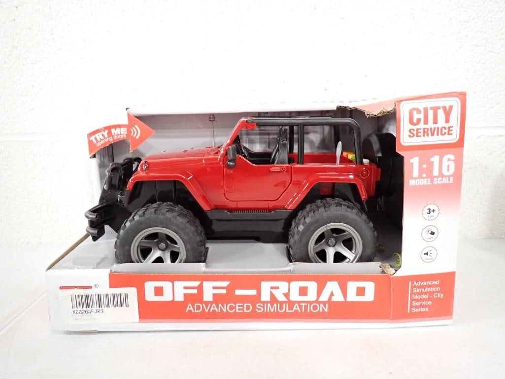 City Service Off Road Advanced Simulation 1:16 Scale Red Jeep Vehicle New in Box: City Service Off Road Advanced Simulation 1:16 Scale Red Jeep Vehicle New in Box All pictures are considered part of the description and should be examined carefully by bidders. Live Auctioneers is no