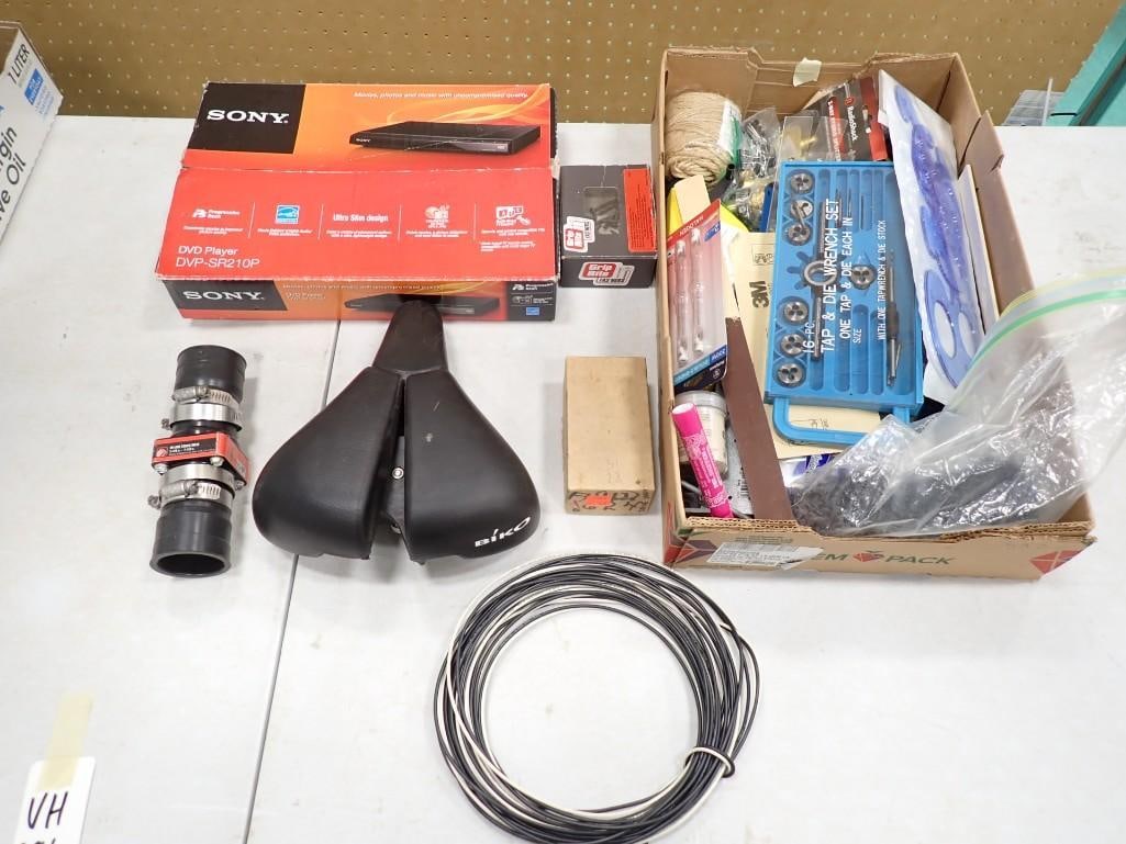 Misc. Lot including Sony DVD Player, Bike Seat, Tap & Die Set, Hardware, etc. (1 of 8)