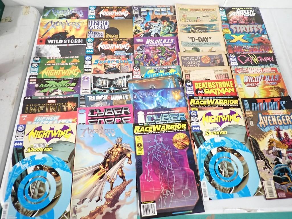Lot of Comic Books incl Cat Woman, Nightwing, Super Sons, Steel, Wild C.A.T.S, Cyber Force, Etc (1 of 6)