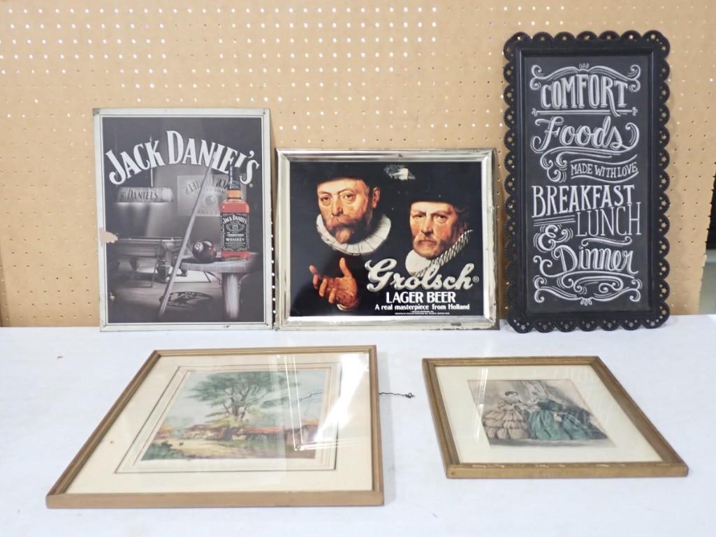 Framed Wall Hangings including Grolsch Beer, Jack Daniel's, Comfort Foods, Vintage Prints (1 of 11)