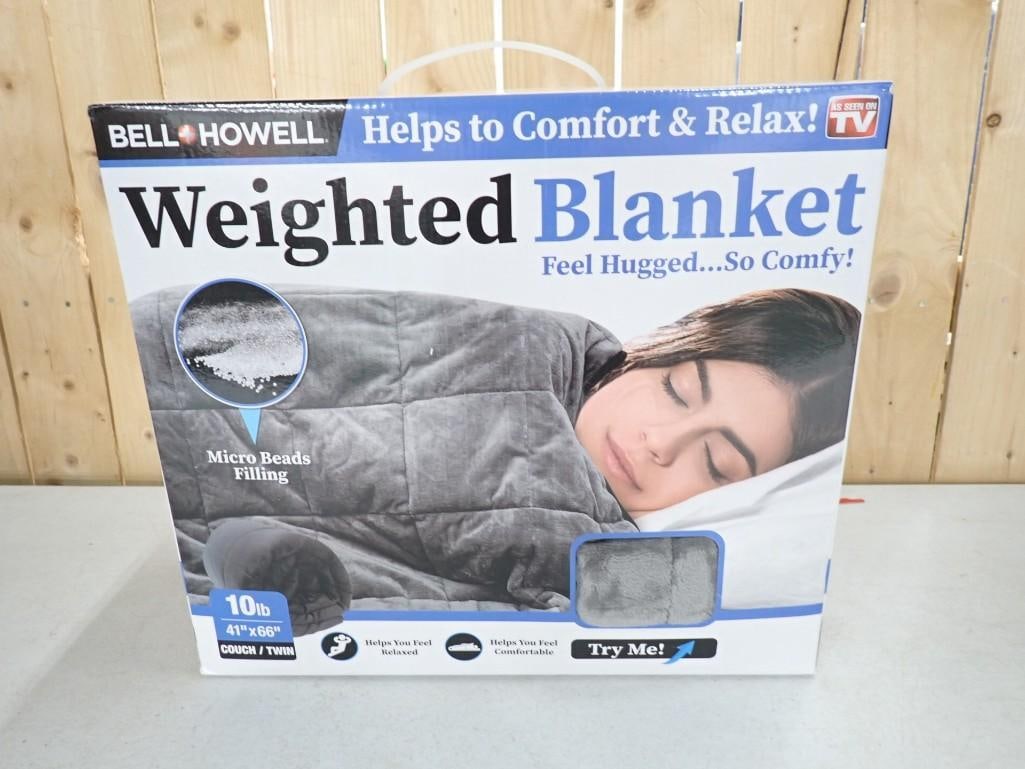 Weighted Blanket New in Box by Bell & Howell 10lb As Seen on TV: Weighted Blanket New in Box by Bell & Howell 10lb As Seen on TV . Box measures 14"x6"x12" All pictures are considered part of the description and should be examined carefully by 