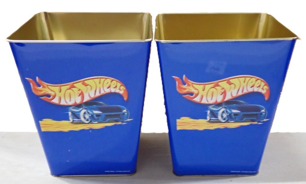 Pair of Metal Hot Wheels Garbage Cans - appear to be unused: Pair of Metal Hot Wheels Garbage Cans - appear to be unused 8x8x10 All pictures are considered part of the description and should be examined carefully by bidders. Live Auctioneers is now offering Liv