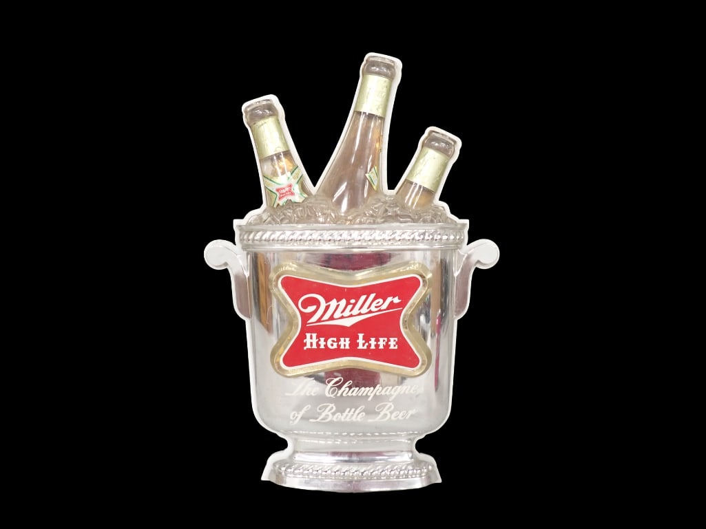 Vintage Miller High Life The Champagne of Bottle Beer Sign: Vintage Miller High Life The Champagne of Bottle Beer Sign All pictures are considered part of the description and should be examined carefully by bidders. Live Auctioneers is now offering Live Shippi