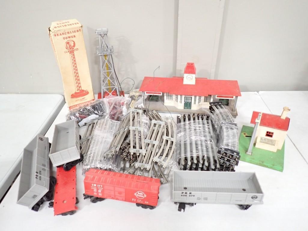 Model Railroad Train Cars, Track, Searchlight Tower, Buildings (1 of 14)