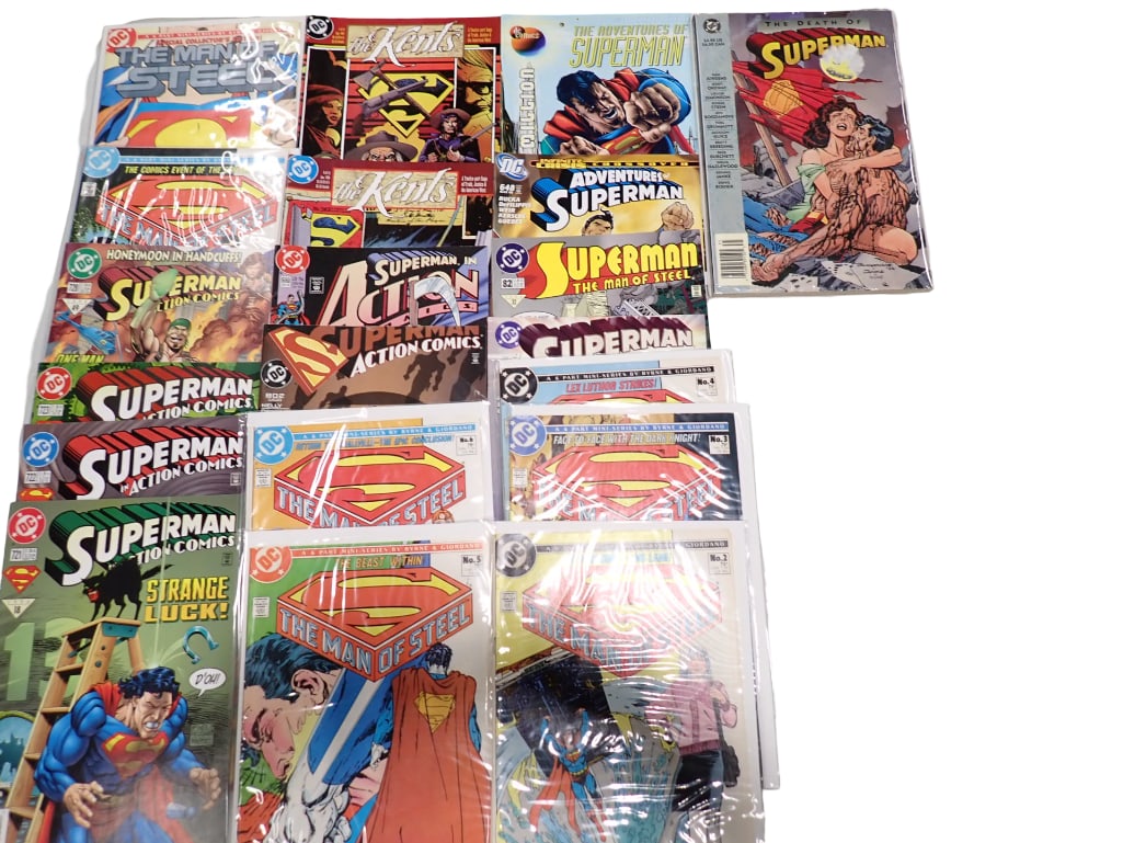 20 Comic Books incl Superman The Man of Steel, Superman Action Comics, Adventures of Superman, The K (1 of 5)