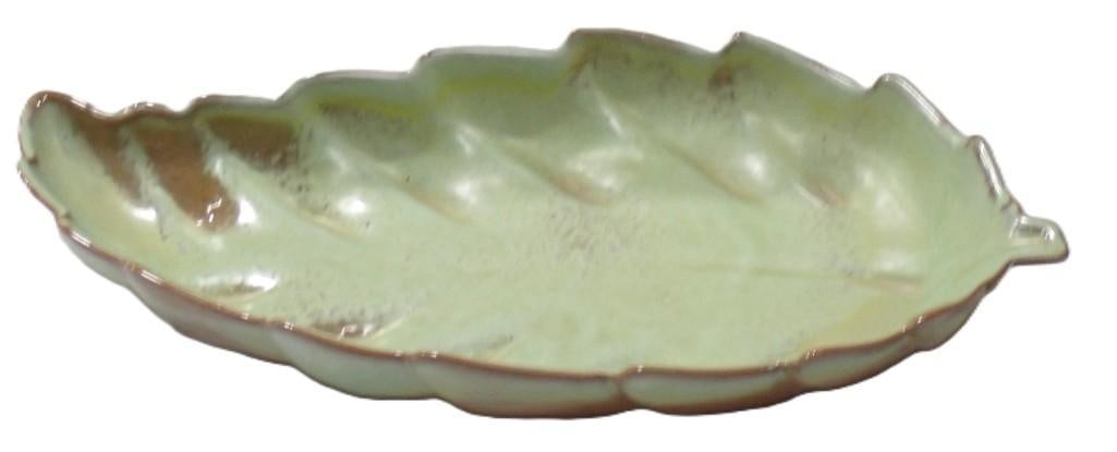 Frankoma Pottery #226 Plainsman Prairie Green 12" Footed Leaf Bowl Dish: Frankoma Pottery #226 Plainsman Prairie Green 12" Footed Leaf Bowl Dish