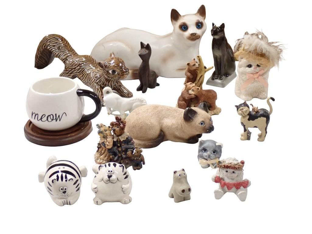 Lot of assorted Quirky Cat Figurines and some other animals including Squirrel, Hippo (1 of 9)