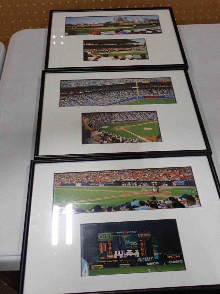 Lot of 3 Framed Baseball Stadium Pictures - Chicago Cubs Wrigley Field, N.Y. Yankees Stadium, Shea (1 of 9)
