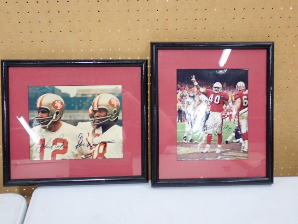 Pair of Autographed Framed San Francisco 49's Pictures with COA - John Brodie and Jean Washington: Pair of Autographed Framed San Francisco 49's Pictures with COA - John Brodie and Jean Washington, Will Floyd All pictures are considered part of the description and should be examined carefully b